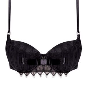 Pleasure State Couture Designer Black Silk Lace Bra 32 B